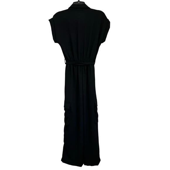 Monteau Los Angles Black Cargo Pockets Short Sleeve Jumpsuit Size XS - Picture 2 of 7